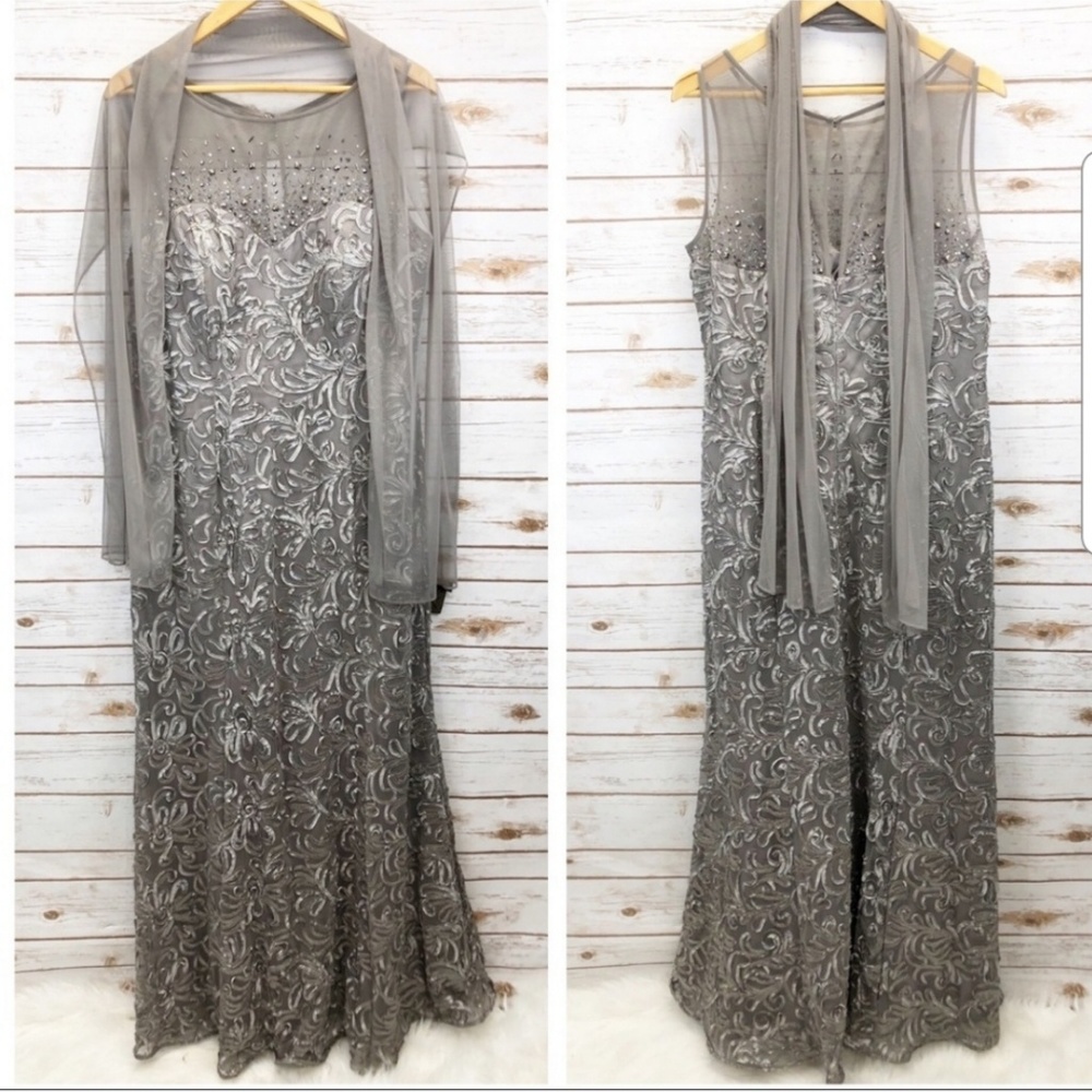 Ignite Evenings Gray Embellished Dress